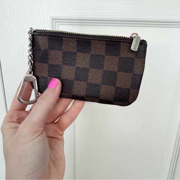 Checkered Brown DAISY ROSE Key Change Pouch AS IS - Picture 5 of 10